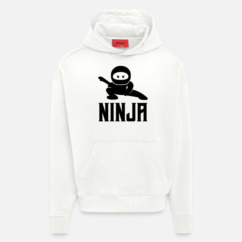 Bande dessinée Ninja - Sweat à capuche bio épais oversize fabriqué en UE - OFF WHITE