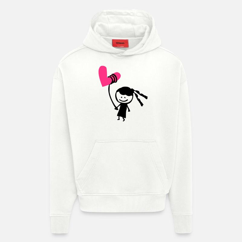 Kleines Mädchen mit Herzballon - Hoodie- made by SPREAD  - OFF WHITE