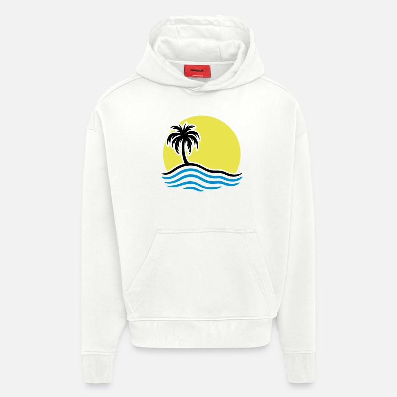Palmier de l’île d’été - Sweat à capuche bio épais oversize fabriqué en UE - OFF WHITE