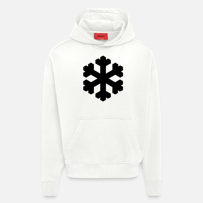 Flocon de neige noir - Sweat à capuche bio épais oversize fabriqué en UE - OFF WHITE