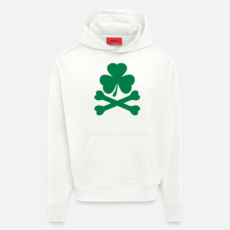 bad shamrock kleeblatt - Sweat à capuche bio épais oversize fabriqué en UE - OFF WHITE