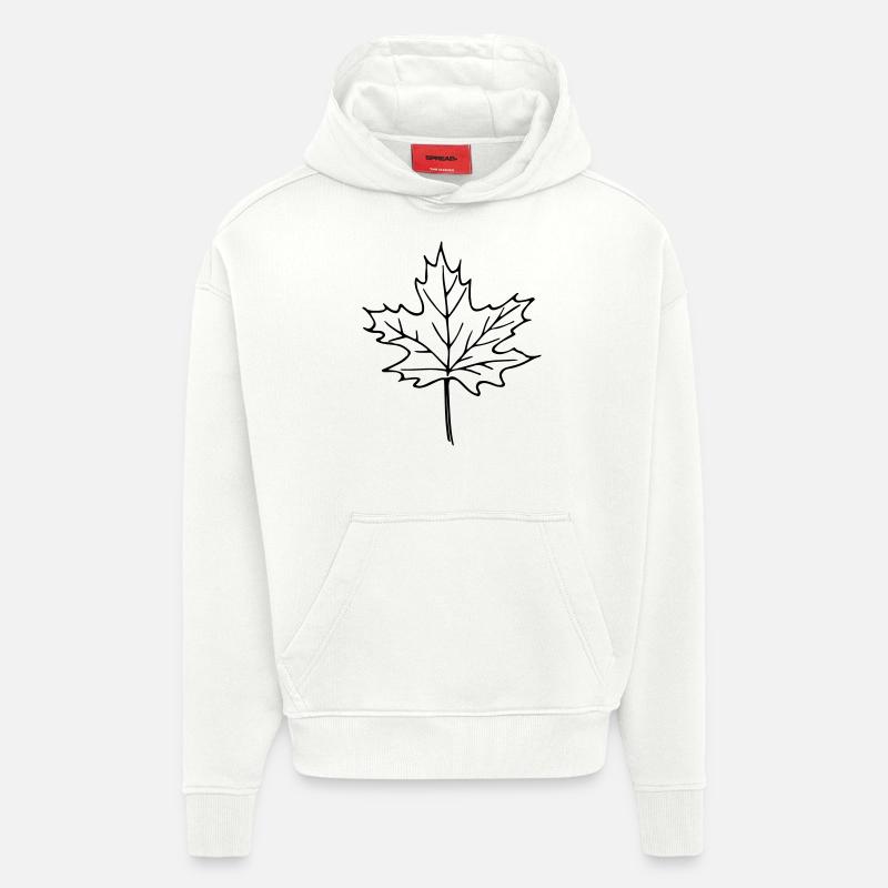 leaf_1 - Sweat à capuche bio épais oversize fabriqué en UE - OFF WHITE