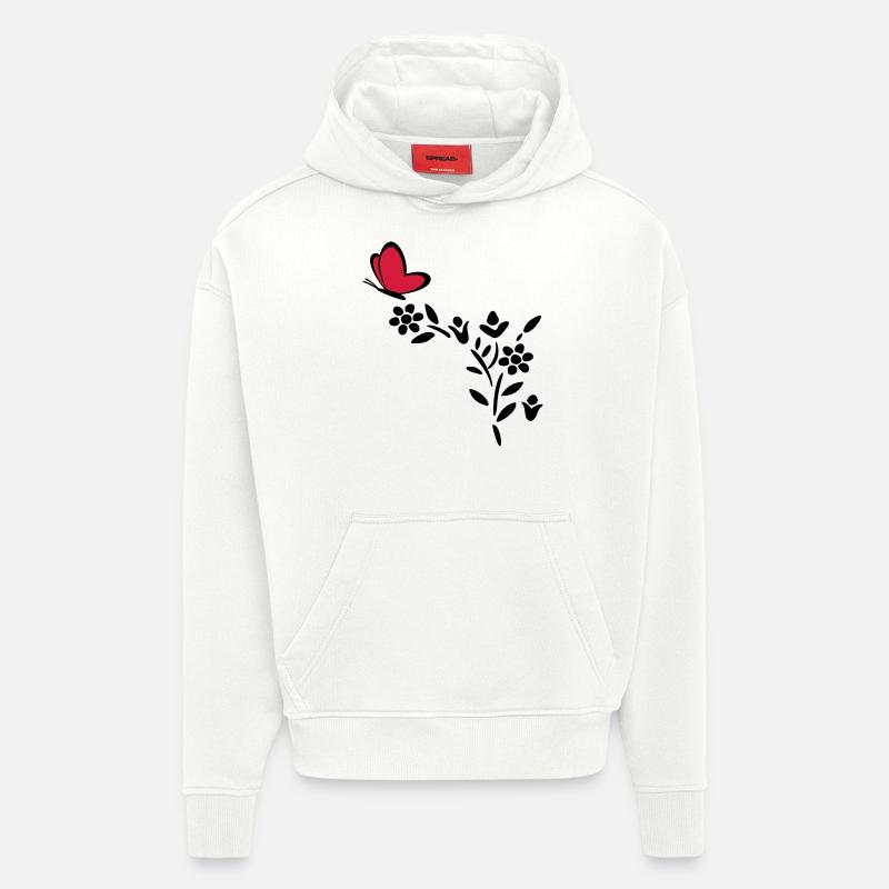 Usine de coeur de papillon - Sweat à capuche bio épais oversize fabriqué en UE - OFF WHITE