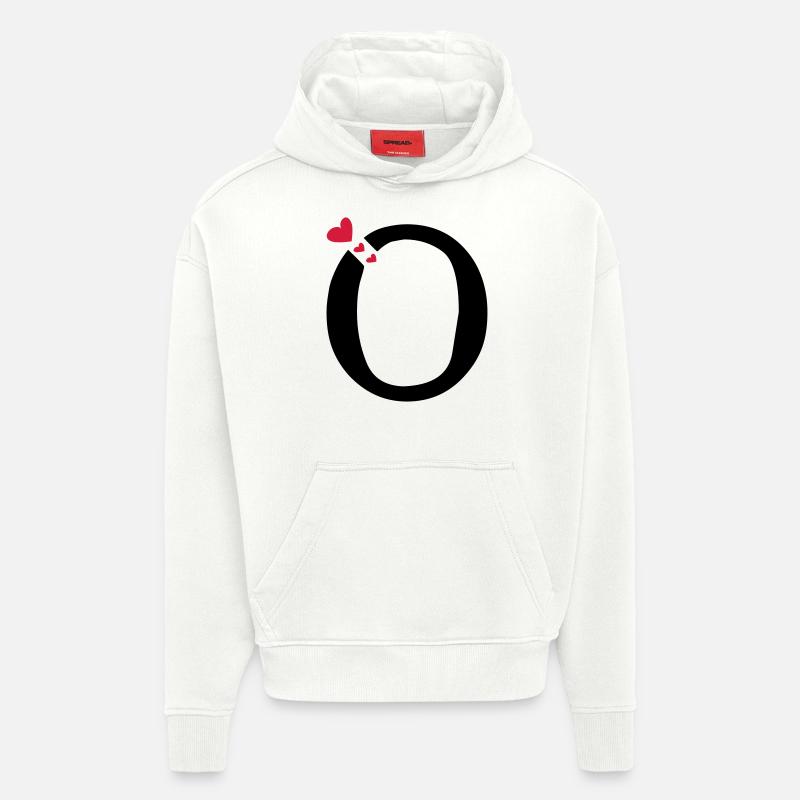 Großbuchstabe O mit Herzen - Hoodie- made by SPREAD  - OFF WHITE
