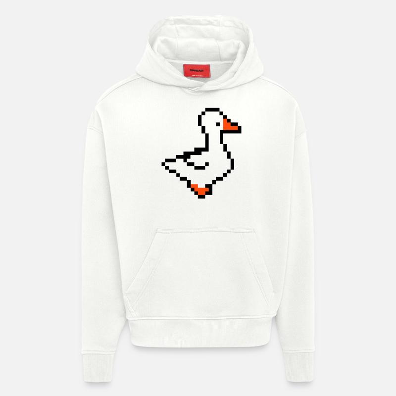 Canard pixel - Sweat à capuche bio épais oversize fabriqué en UE - OFF WHITE