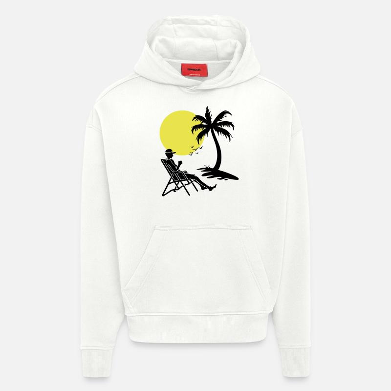 Vacances reposantes en été - Sweat à capuche bio épais oversize fabriqué en UE - OFF WHITE