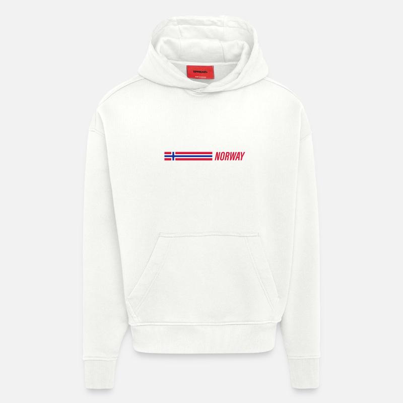 Drapeau de la Norvège - Sweat à capuche bio épais oversize fabriqué en UE - OFF WHITE