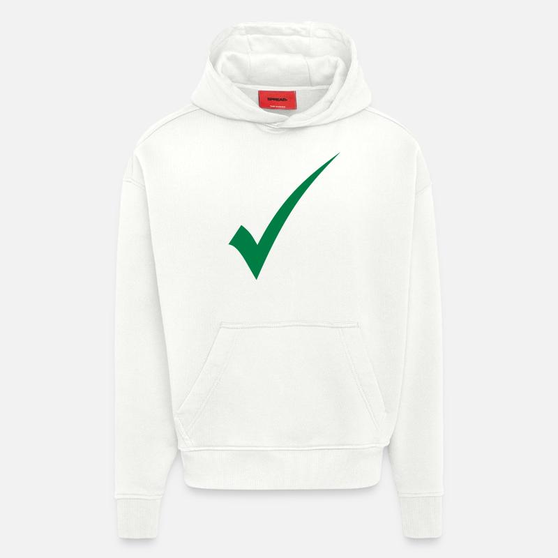 Vérification du crochet vert - Sweat à capuche bio épais oversize fabriqué en UE - OFF WHITE