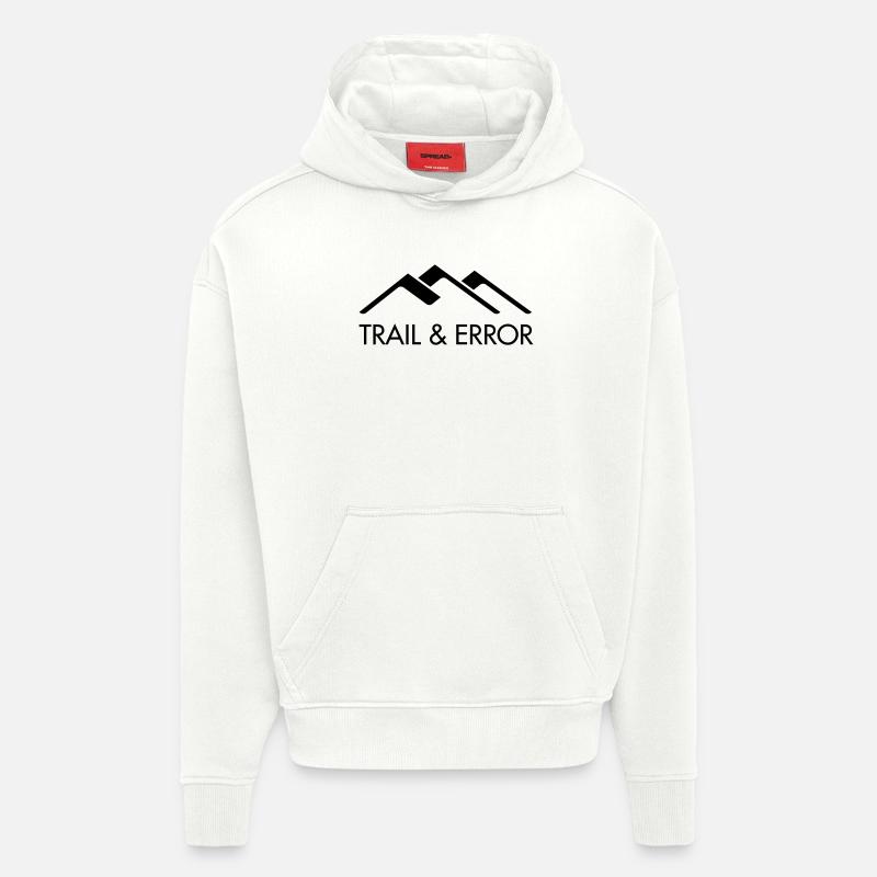 TRAIL & erreur Logo Noir - Sweat à capuche bio épais oversize fabriqué en UE - OFF WHITE