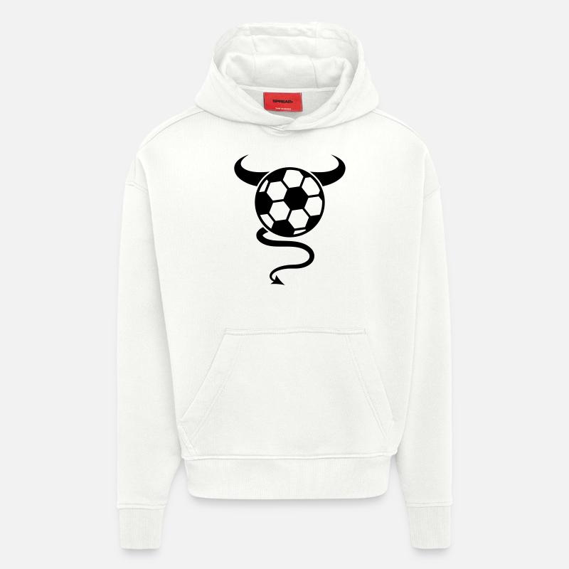 Soccer Devil Logo Design - Sweat à capuche bio épais oversize fabriqué en UE - OFF WHITE