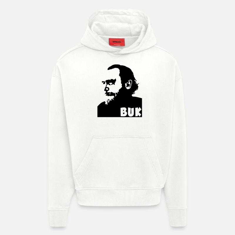Charles Bukowski - Sweat à capuche bio épais oversize fabriqué en UE - OFF WHITE