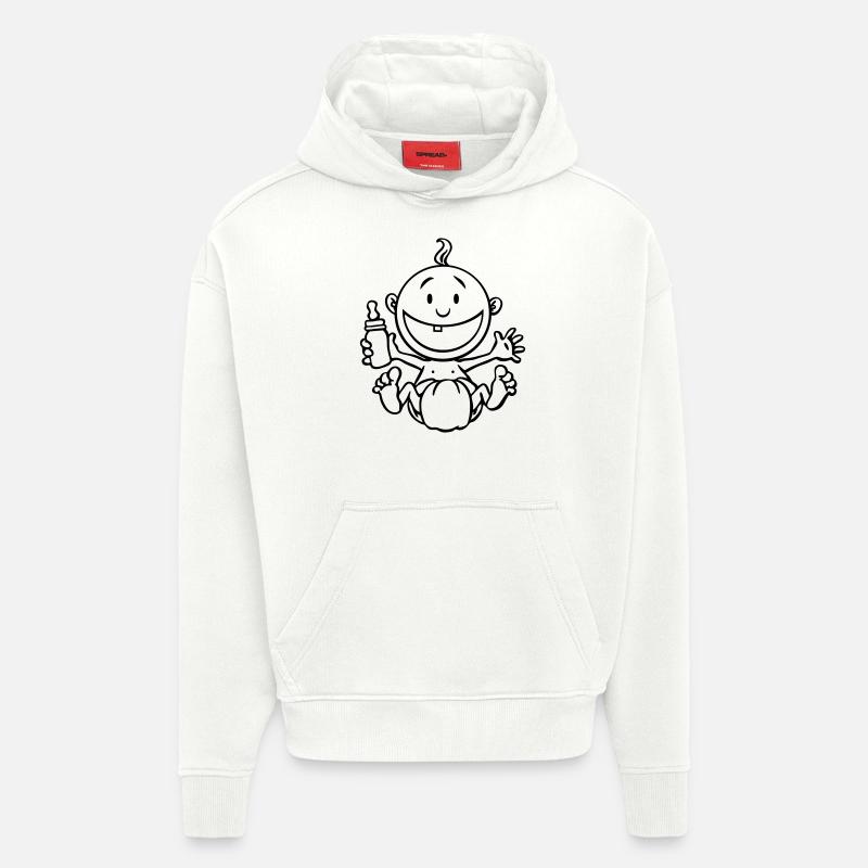 Le bébé rit. - Sweat à capuche bio épais oversize fabriqué en UE - OFF WHITE