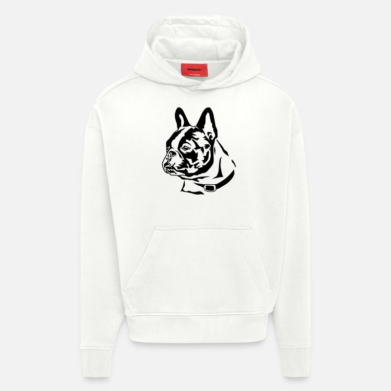 french_bully_head_01 - Hoodie- made by SPREAD  - OFF WHITE