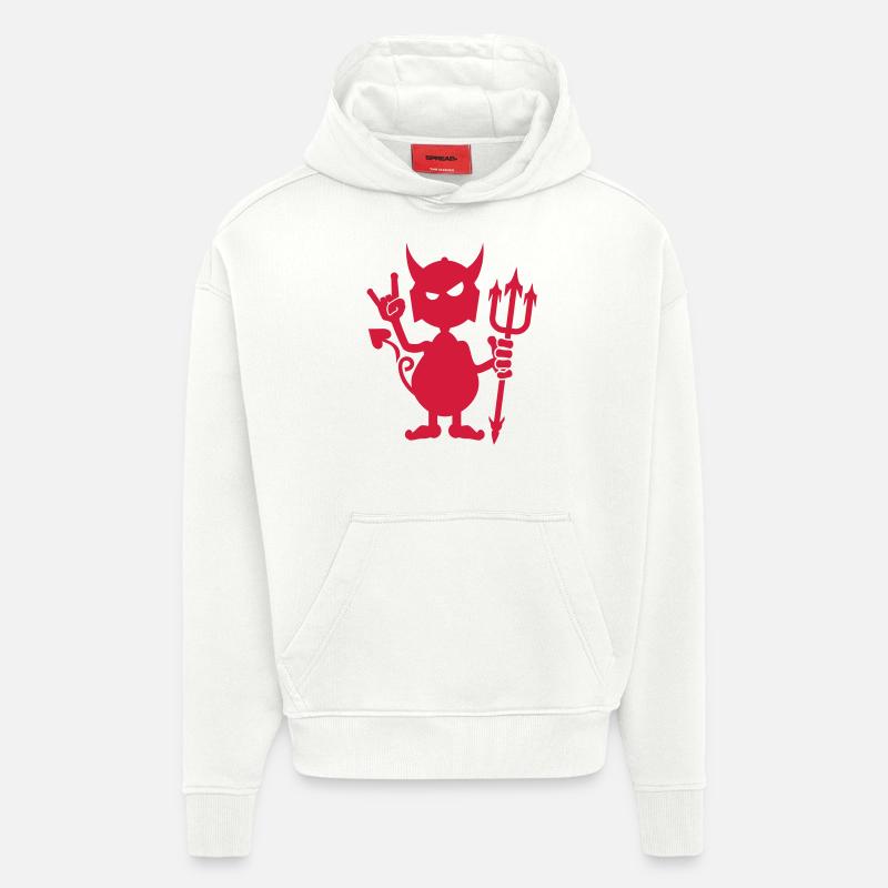 Roches diable rock / diable (1c) - Sweat à capuche bio épais oversize fabriqué en UE - OFF WHITE