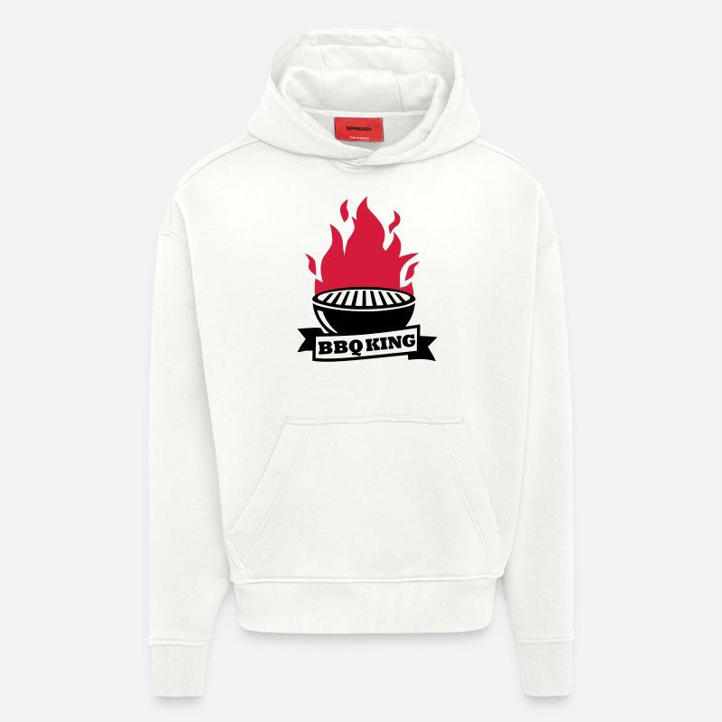 BBQ King - Sweat à capuche bio épais oversize fabriqué en UE - OFF WHITE