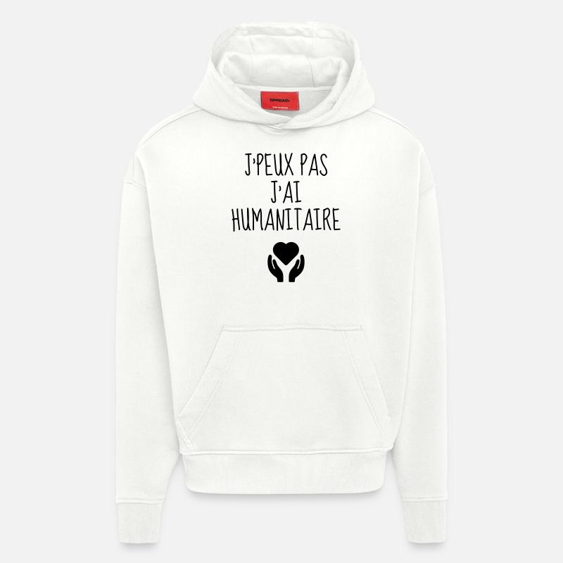 Bénévole / Humanitaire / Solidaire / Aide - Sweat à capuche bio épais oversize fabriqué en UE - OFF WHITE