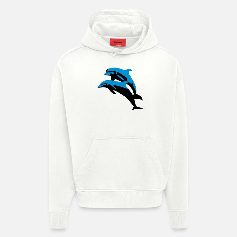 Delfin, Delfine - Dolphin - Hoodie- made by SPREAD  - OFF WHITE