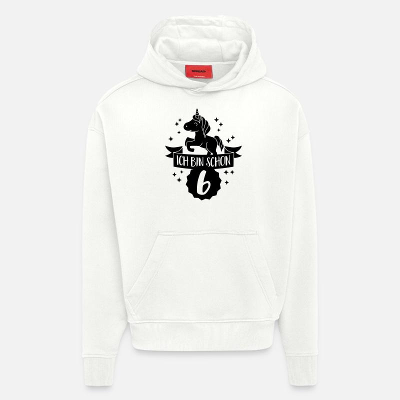 Je suis déjà 6 - Sweat à capuche bio épais oversize fabriqué en UE - OFF WHITE