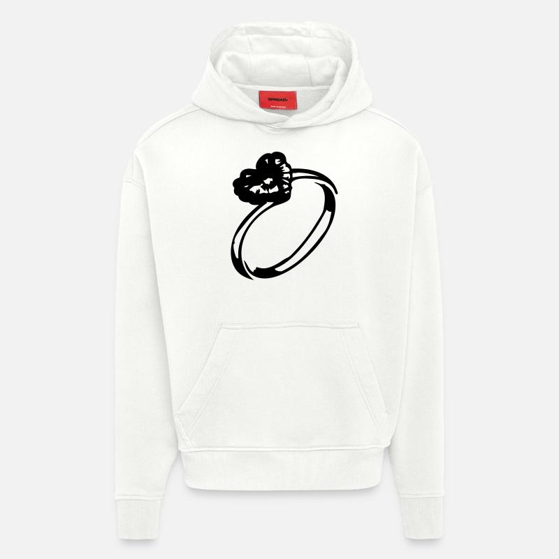 Herz-Diamant-Ring - Hoodie- made by SPREAD  - OFF WHITE