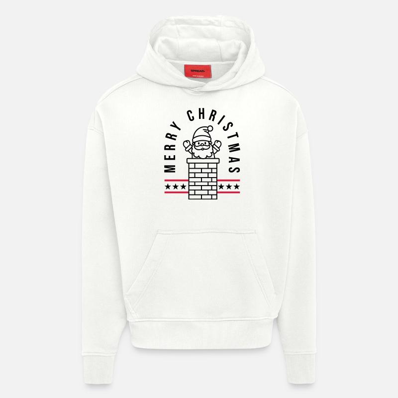 Joyeux Noël Père Noël - Sweat à capuche bio épais oversize fabriqué en UE - OFF WHITE
