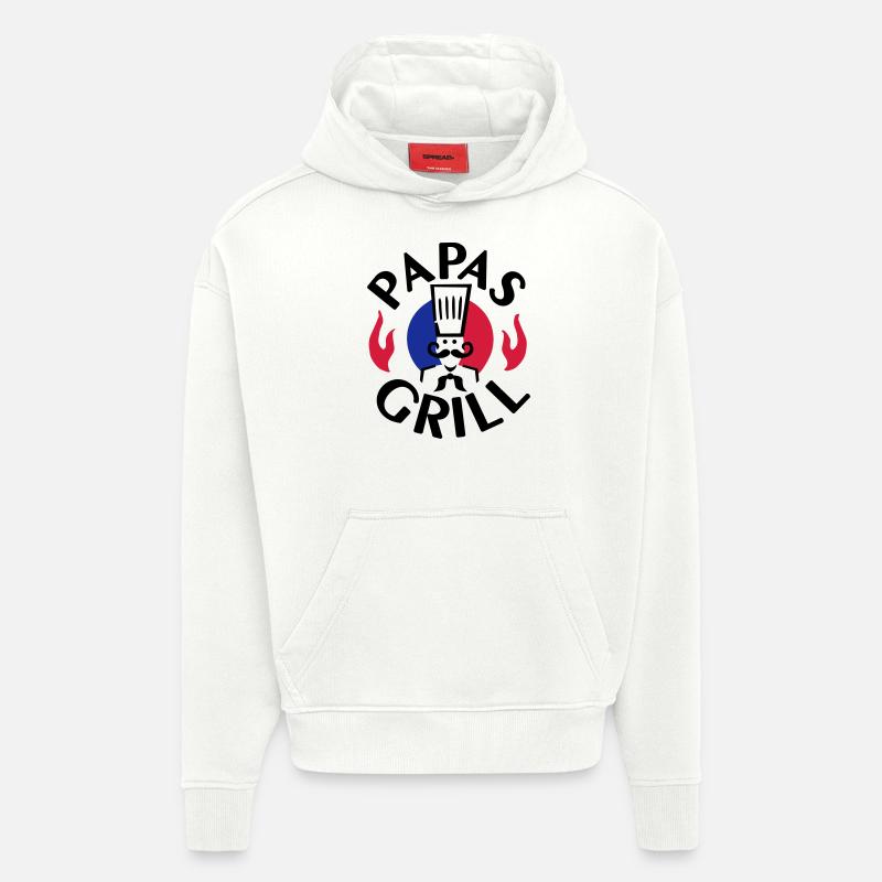 Grill Papa - 3farb - Sweat à capuche bio épais oversize fabriqué en UE - OFF WHITE