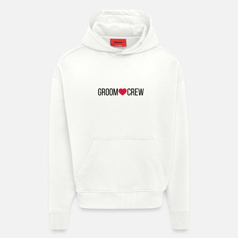 Groom Crew Cœur - Sweat à capuche bio épais oversize fabriqué en UE - OFF WHITE