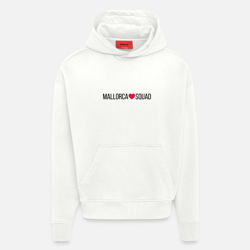 Mallorca Squad Heart - Sweat à capuche bio épais oversize fabriqué en UE - OFF WHITE