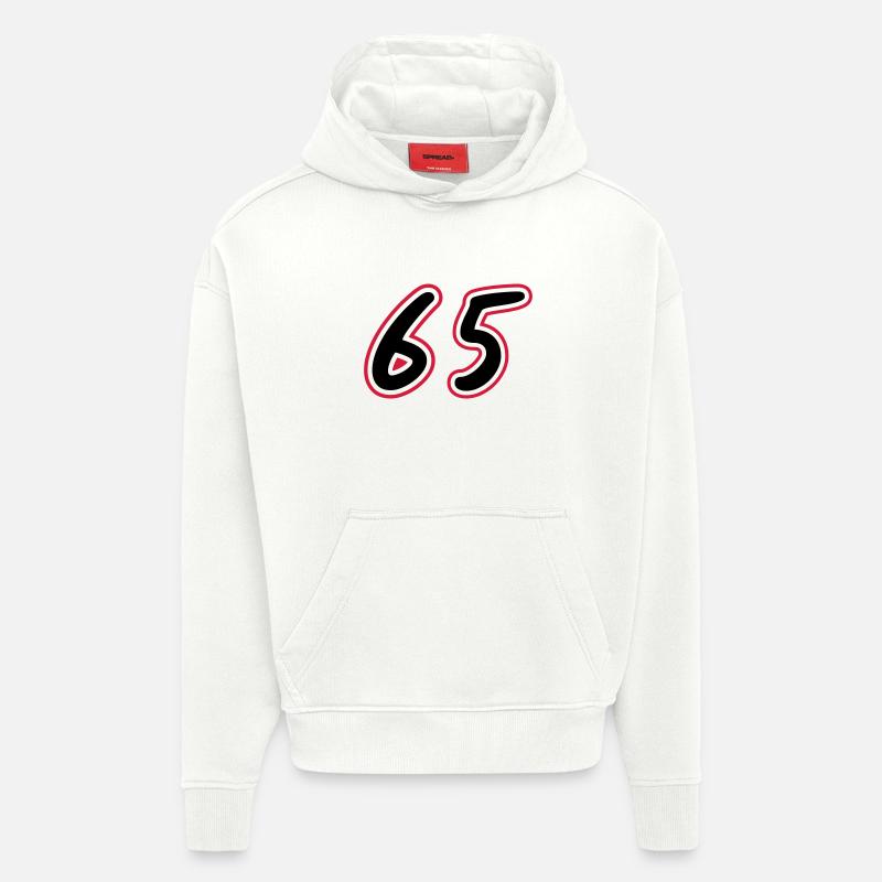 65 Symbole numérique - Sweat à capuche bio épais oversize fabriqué en UE - OFF WHITE
