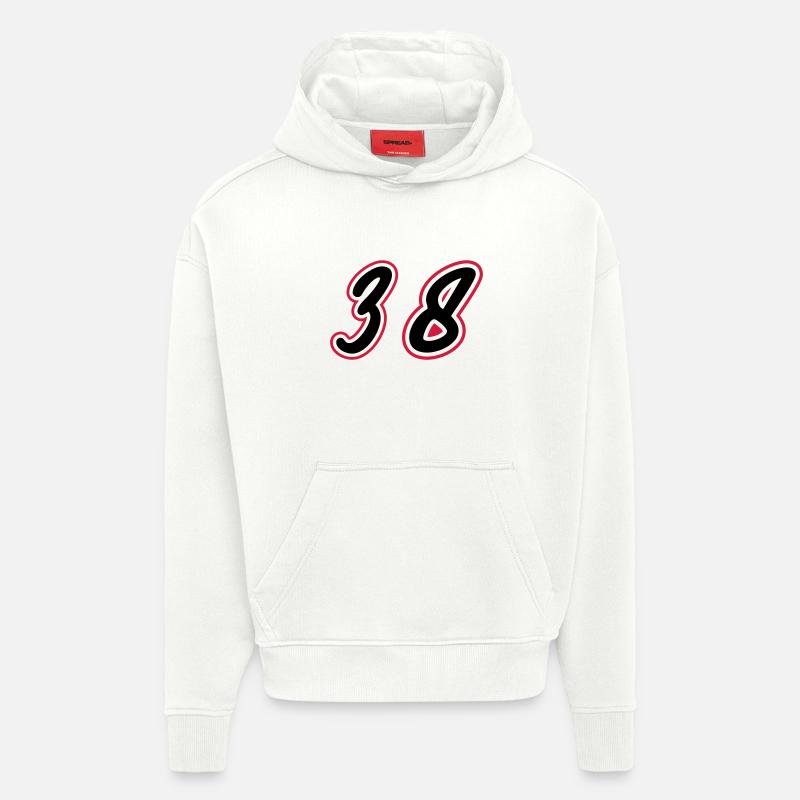 38 Symbole numérique - Sweat à capuche bio épais oversize fabriqué en UE - OFF WHITE