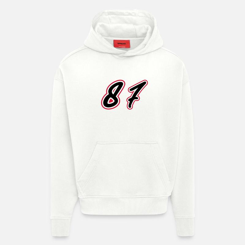 87 Symbole numérique - Sweat à capuche bio épais oversize fabriqué en UE - OFF WHITE