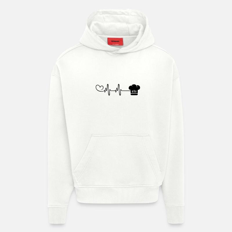 Toque de chef Pulse Heartbeat - Sweat à capuche bio épais oversize fabriqué en UE - OFF WHITE