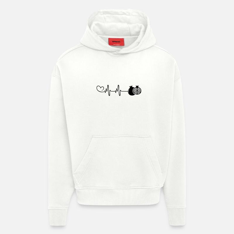 Pouls de cœur de grenade - Sweat à capuche bio épais oversize fabriqué en UE - OFF WHITE
