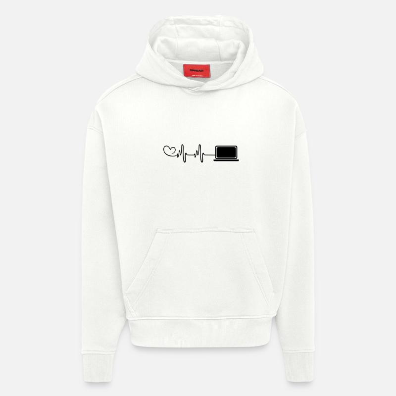 Laptop Heart Pulse Pc Programmer - Hoodie- made by SPREAD  - OFF WHITE