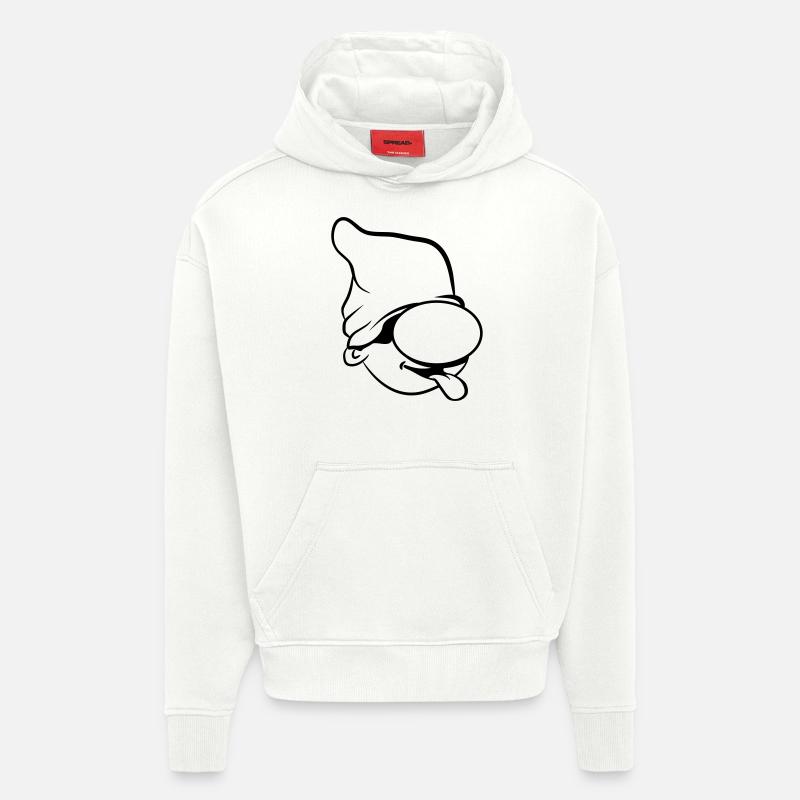 Nain de langue humour drôle - Sweat à capuche bio épais oversize fabriqué en UE - OFF WHITE