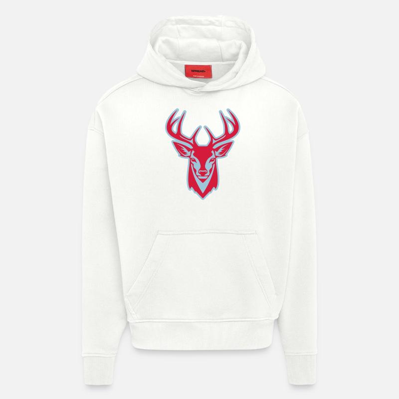 Tête de cerf - Sweat à capuche bio épais oversize fabriqué en UE - OFF WHITE