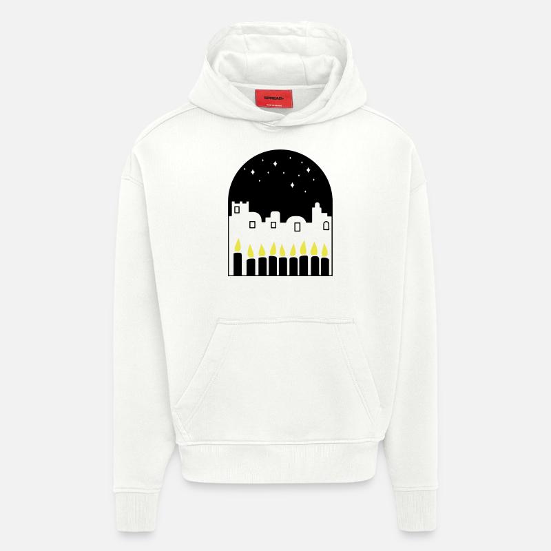 Bougies la nuit - Sweat à capuche bio épais oversize fabriqué en UE - OFF WHITE