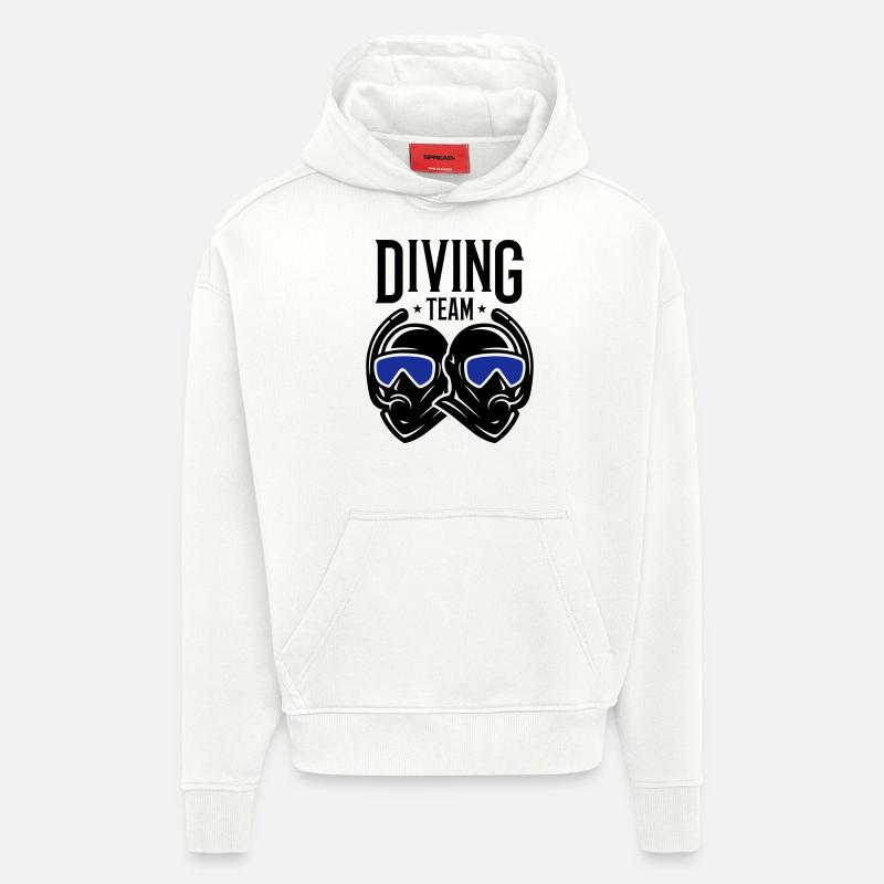 Plongée en équipe - Sweat à capuche bio épais oversize fabriqué en UE - OFF WHITE