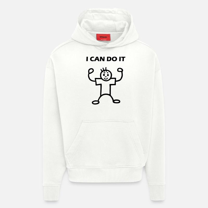 I Can Do It - mies - Heavyweight Oversized Organic huppari Made in EU - OFF WHITE