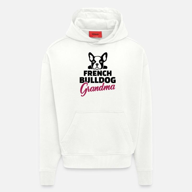 Français Bouledogue - Sweat à capuche bio épais oversize fabriqué en UE - OFF WHITE