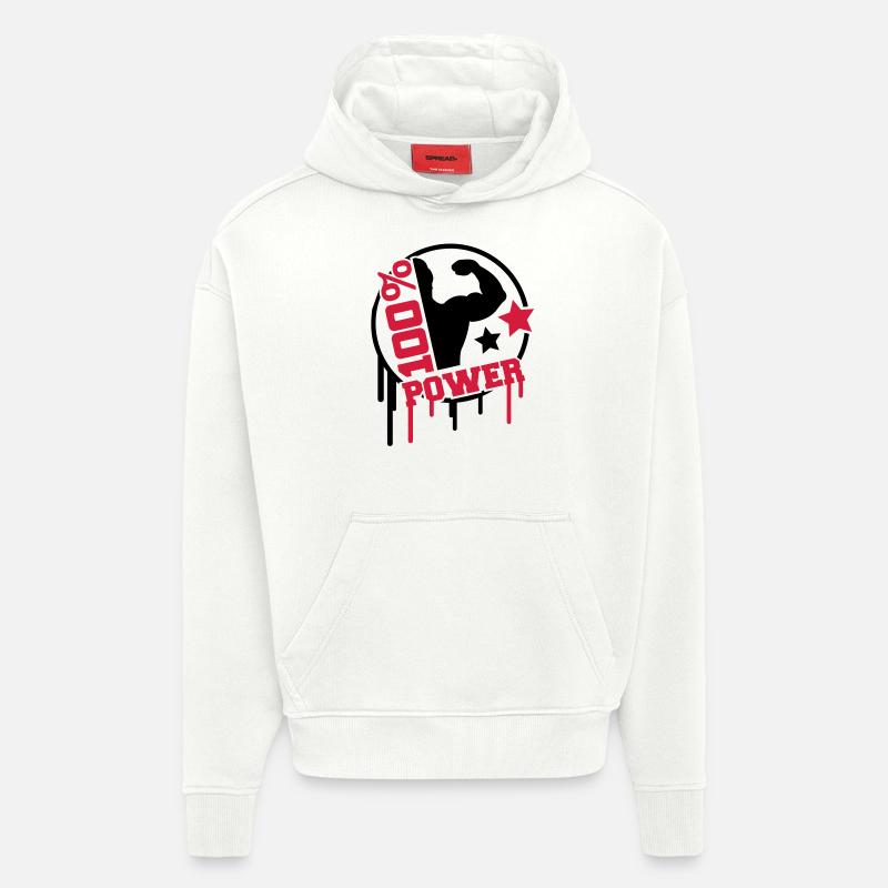 power_100_splat_co2 - Sweat à capuche bio épais oversize fabriqué en UE - OFF WHITE