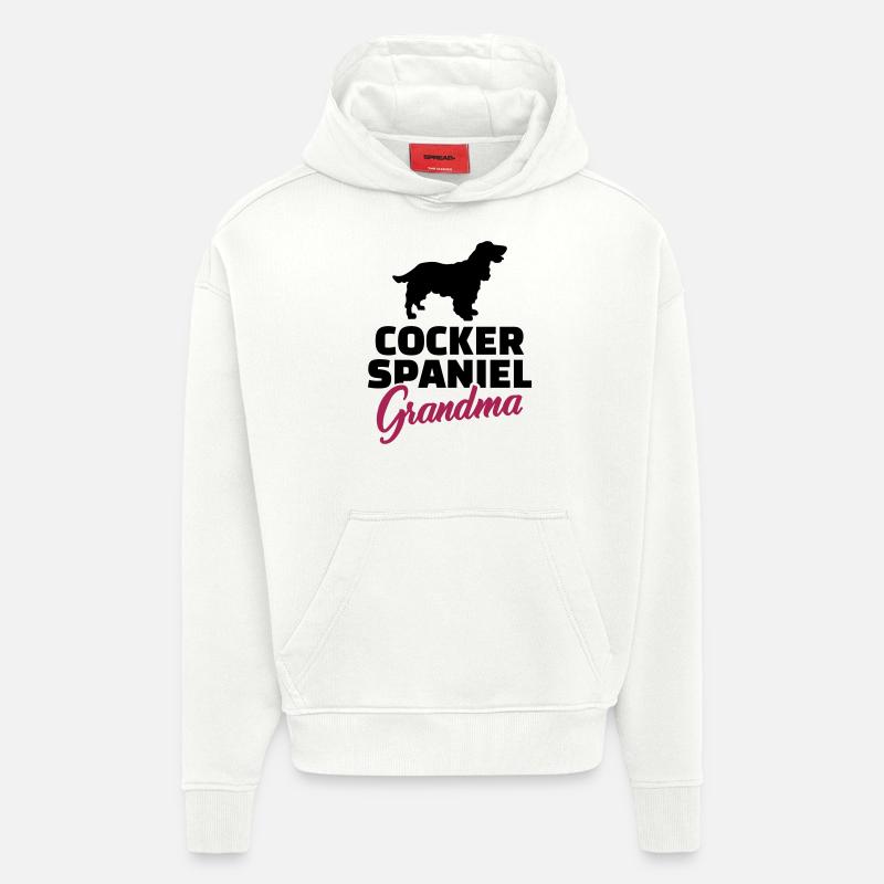 Cocker Spaniel - Sweat à capuche bio épais oversize fabriqué en UE - OFF WHITE