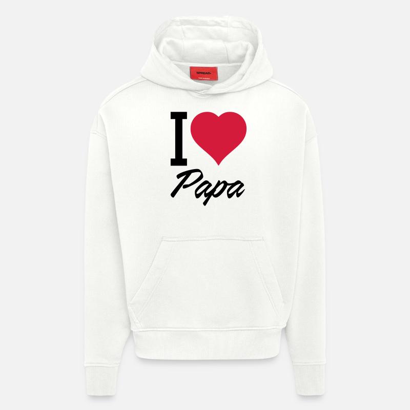 J’aime Papa 01 - Sweat à capuche bio épais oversize fabriqué en UE - OFF WHITE