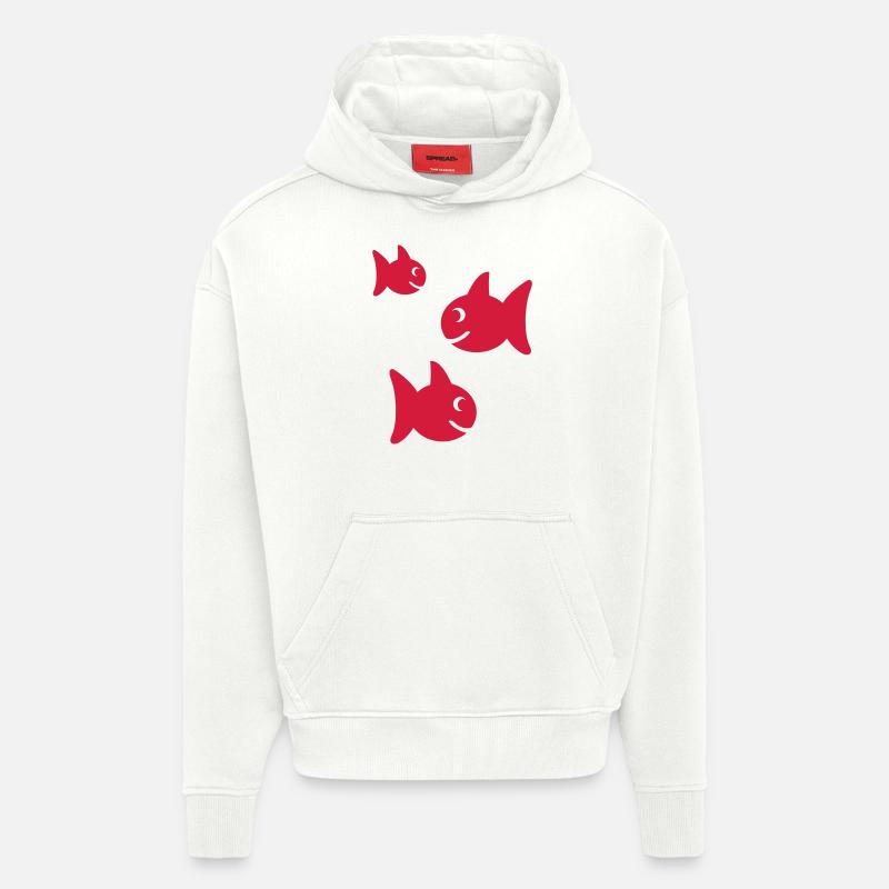 poisson - Sweat à capuche bio épais oversize fabriqué en UE - OFF WHITE