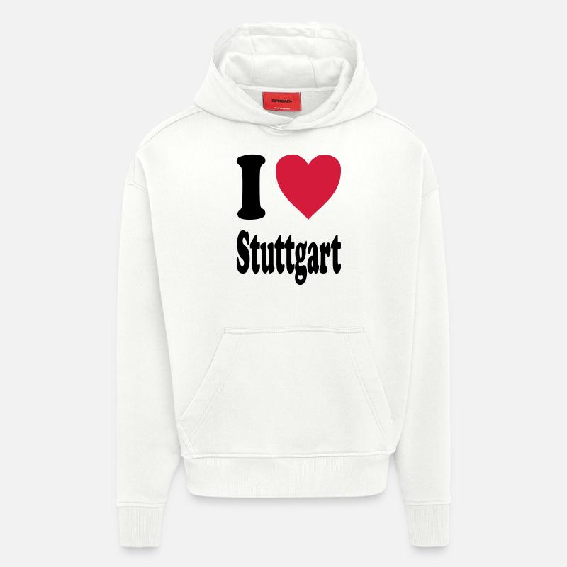 J'adore Stuttgart - Sweat à capuche bio épais oversize fabriqué en UE - OFF WHITE
