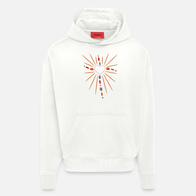 Croix mouvante - Sweat à capuche bio épais oversize fabriqué en UE - OFF WHITE