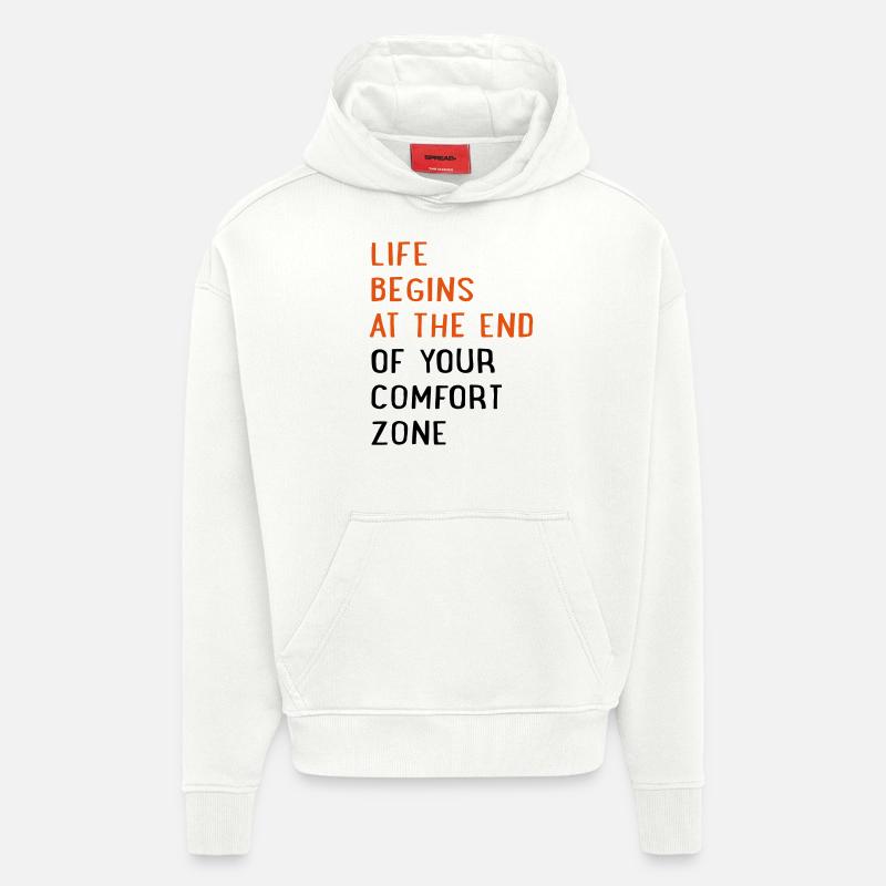 life - Sweat à capuche bio épais oversize fabriqué en UE - OFF WHITE