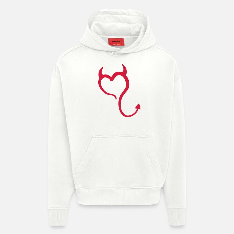 Little Devil 01 - Sweat à capuche bio épais oversize fabriqué en UE - OFF WHITE