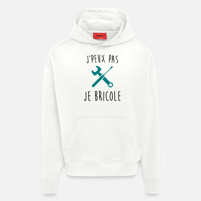 j'peux pas je bricole - Sweat à capuche bio épais oversize fabriqué en UE - OFF WHITE