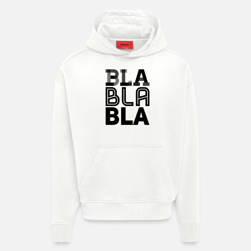 bla bla bla - Sweat à capuche bio épais oversize fabriqué en UE - OFF WHITE