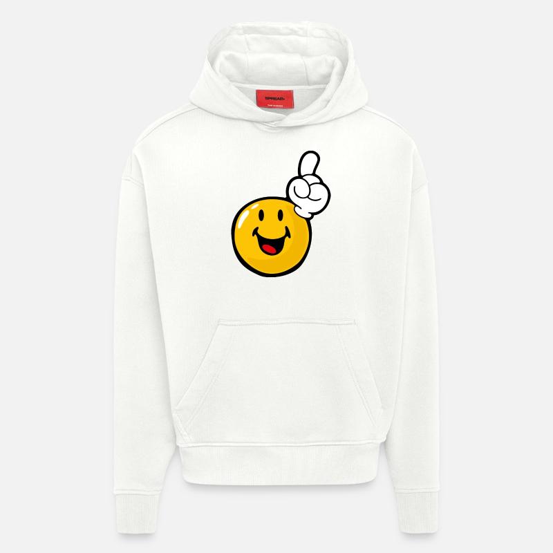 Smiley Eager - Sweat à capuche bio épais oversize fabriqué en UE - OFF WHITE